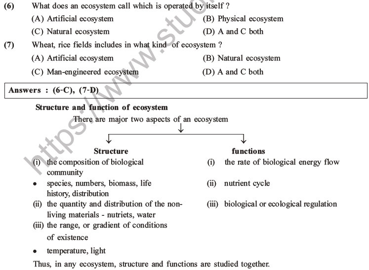 NEET Biology Ecosystem MCQs Set B, Multiple Choice Questions